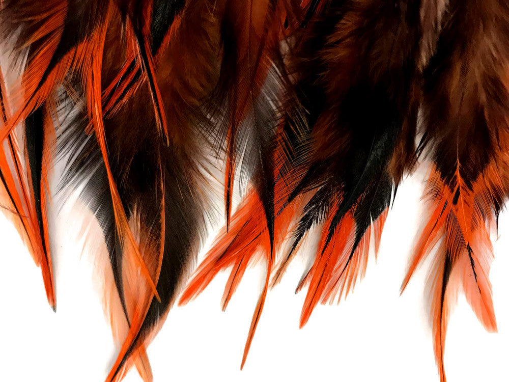 1 Dozen - Short Orange Badger Whiting Farm Rooster Hair Extension Feathers