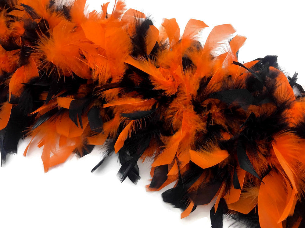 2 Yards - Orange & Black Heavy Weight Chandelle Feather Boa | 80 Gram