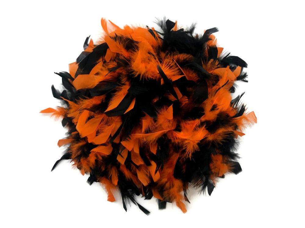 2 Yards - Orange & Black Heavy Weight Chandelle Feather Boa | 80 Gram