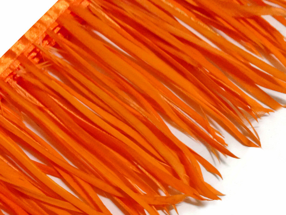 1 Yard - Orange Goose Biots Stripped Wing Wholesale Feather Trim