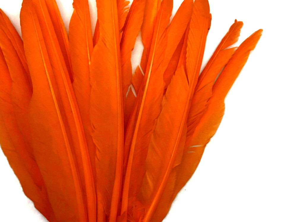 1/4 Lb. - Orange Goose Pointers Long Primaries Wing Wholesale Feathers (Bulk)