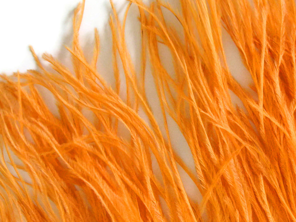 6 Inch Strip - Orange Ostrich Fringe Trim Feather