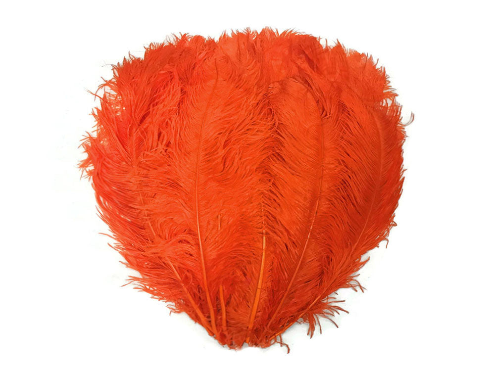 10 Pieces - 18-24" Orange Large Prime Grade Ostrich Wing Plume Centerpiece Feathers