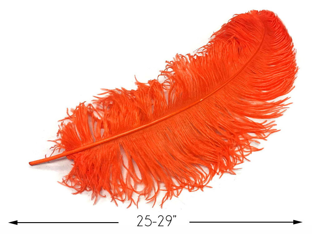 1/2 Lb. - 25-29" Orange Large Ostrich Wing Plume Wholesale Feathers (Bulk)