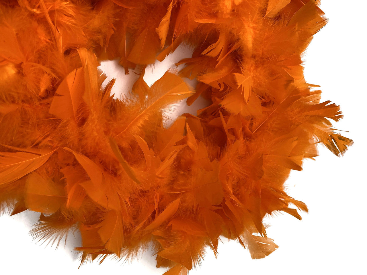 2 Yards - Orange Heavy Weight Turkey Flat Feather Boa, 150 Gram