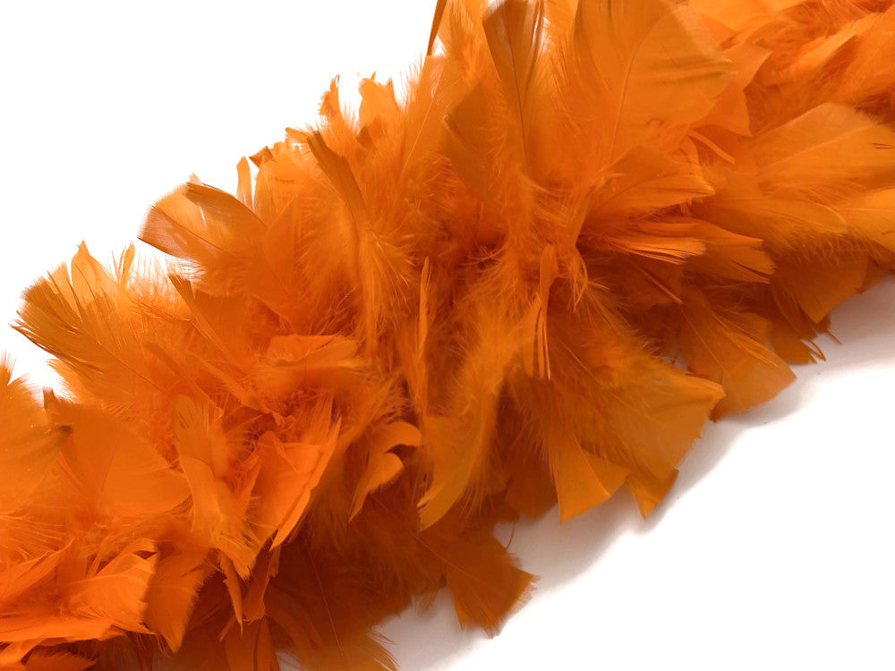 2 Yards - Orange Heavy Weight Turkey Flat Feather Boa, 150 Gram