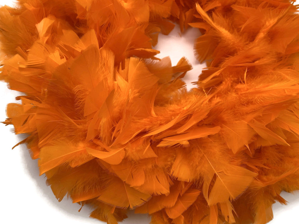 2 Yards - Orange Heavy Weight Turkey Flat Feather Boa, 150 Gram