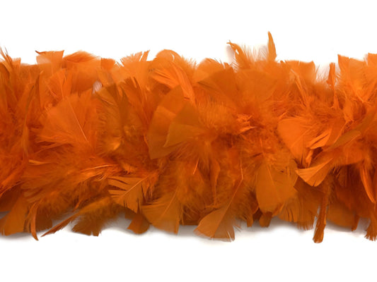 2 Yards - Orange Heavy Weight Turkey Flat Feather Boa, 150 Gram