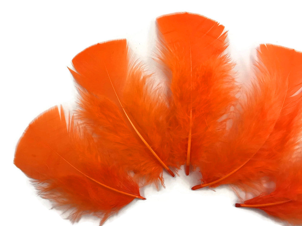 1 Pack - Orange Dyed Turkey T-Base triangle Body Plumage Feathers 0.50 Oz.