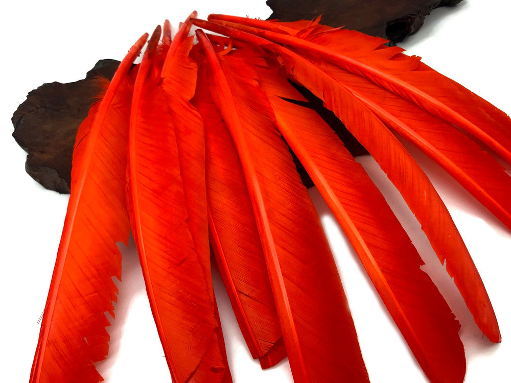 1/4 Lb - Orange Turkey Pointers Quill Large Wholesale Feathers (Bulk)