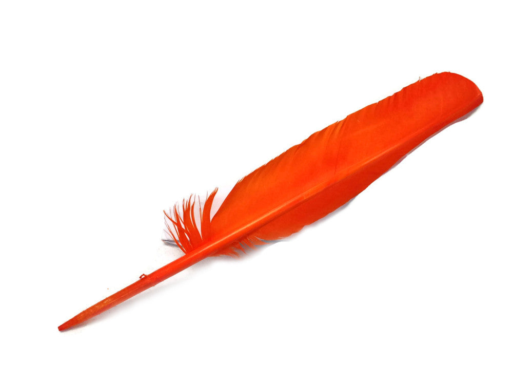 1/4 Lb - Orange Turkey Pointers Quill Large Wholesale Feathers (Bulk)