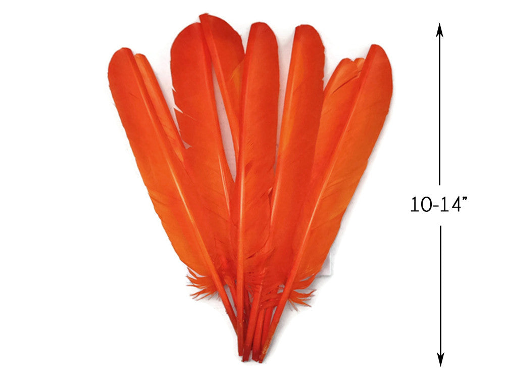 6 Pieces - Orange Turkey Pointers Primary Wing Quill Large Feathers