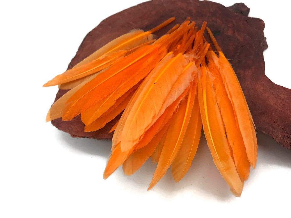 1/4 Lb. - Orange Dyed Duck Cochettes Loose Wing Quill Wholesale Feather (Bulk)