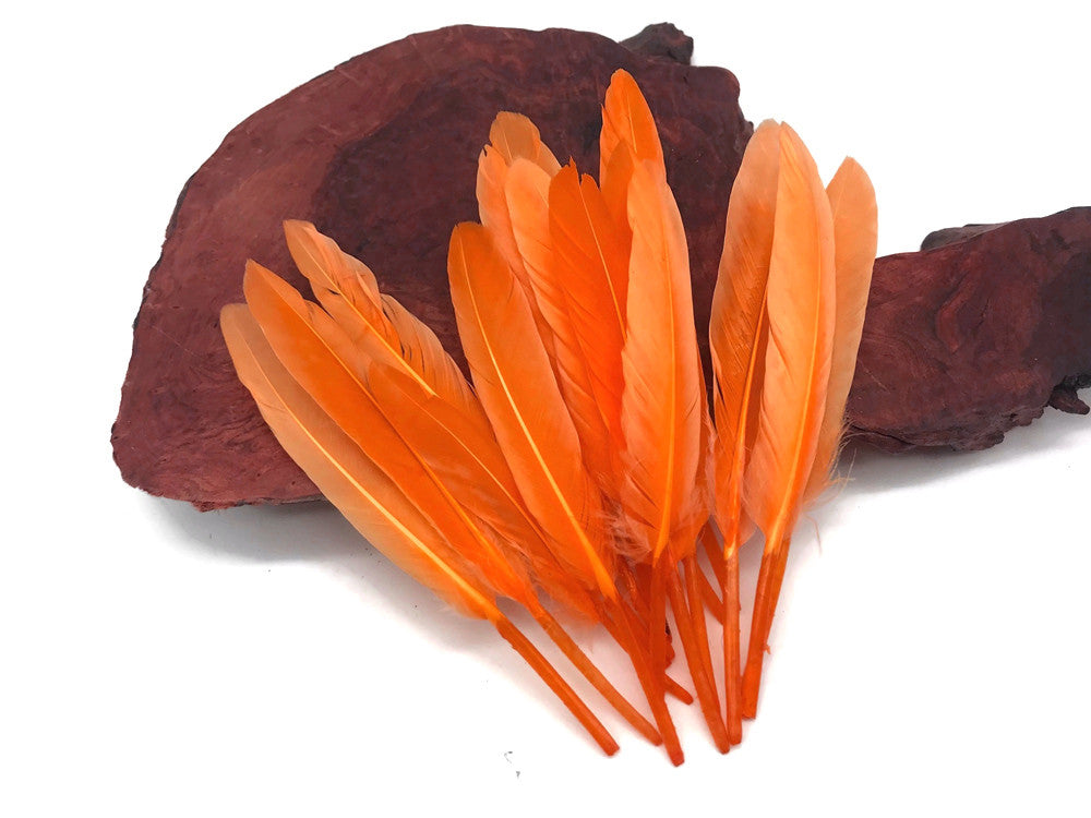 1/4 Lb. - Orange Dyed Duck Cochettes Loose Wing Quill Wholesale Feather (Bulk)