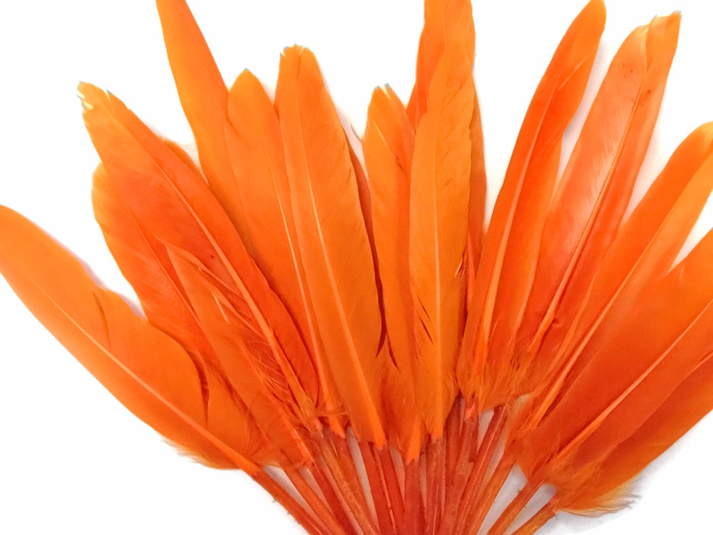 1/4 Lb. - Orange Dyed Duck Cochettes Loose Wing Quill Wholesale Feather (Bulk)