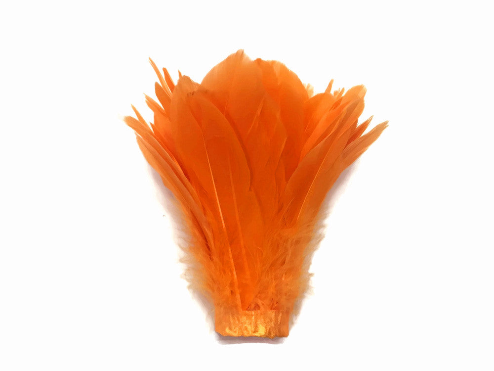 1 Yard - Orange Goose Pallet Parried Dyed Feather Trim