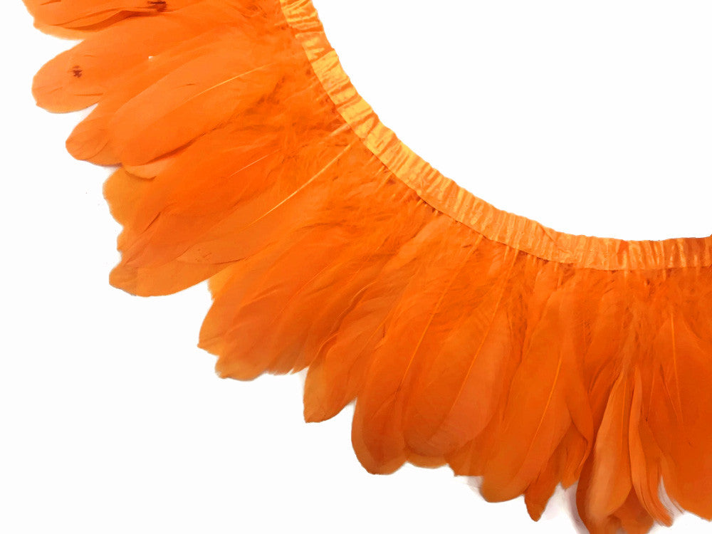 1 Yard - Orange Goose Pallet Parried Dyed Feather Trim