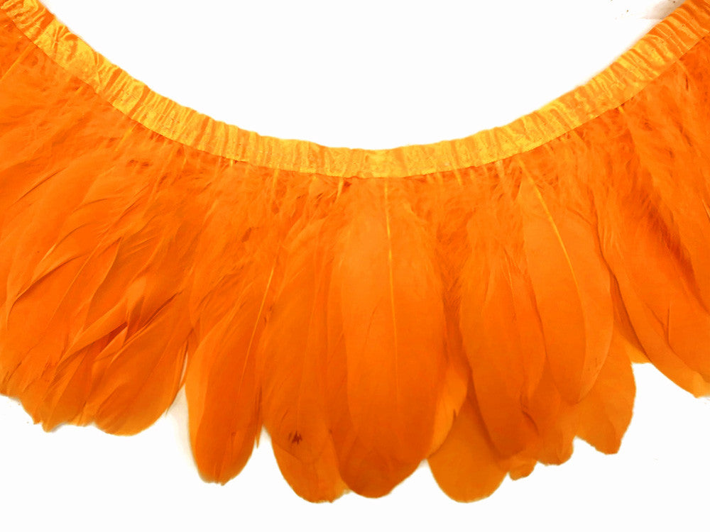 1 Yard - Orange Goose Pallet Parried Dyed Feather Trim