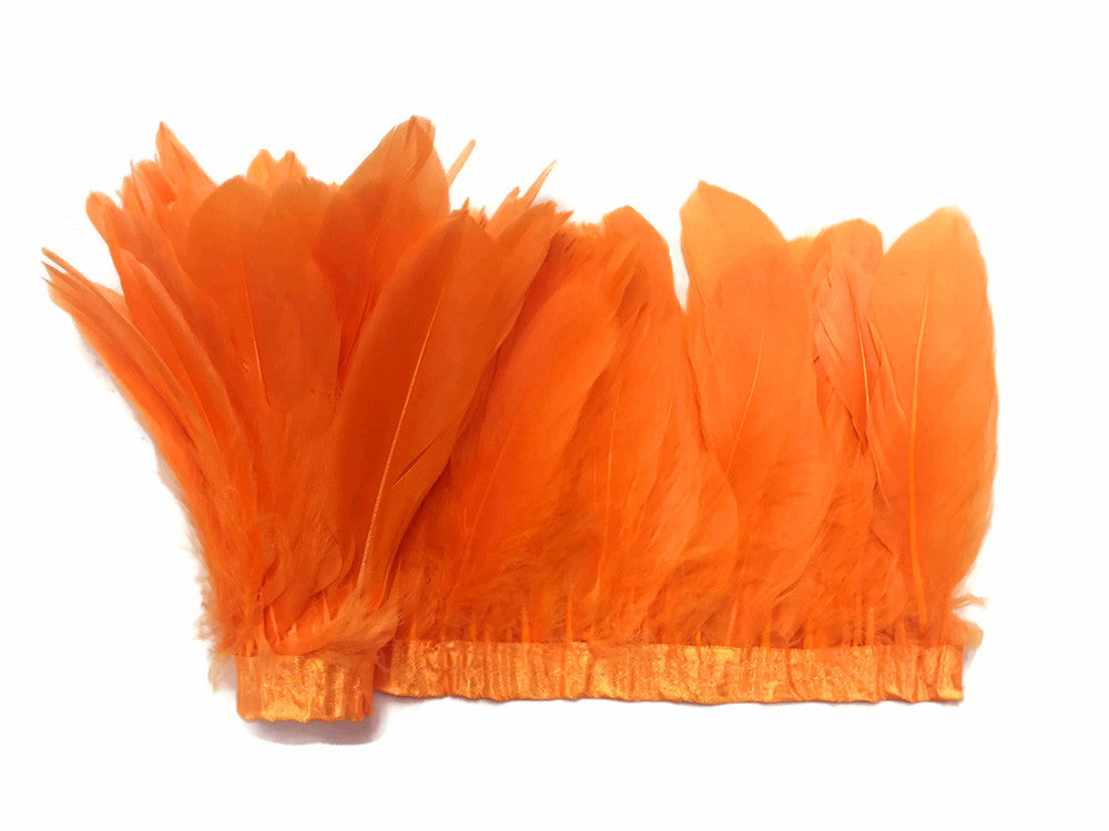 1 Yard - Orange Goose Pallet Parried Dyed Feather Trim