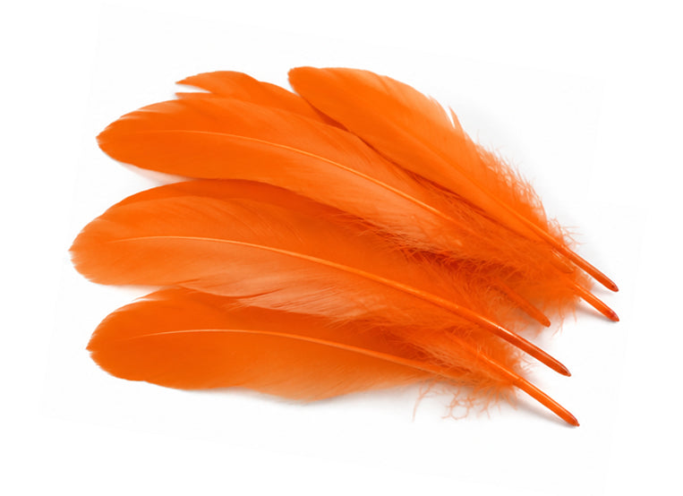 1/4 lbs. - Orange Goose Satinettes Pallet Soft Wing Quill Wholesale Feathers (Bulk)