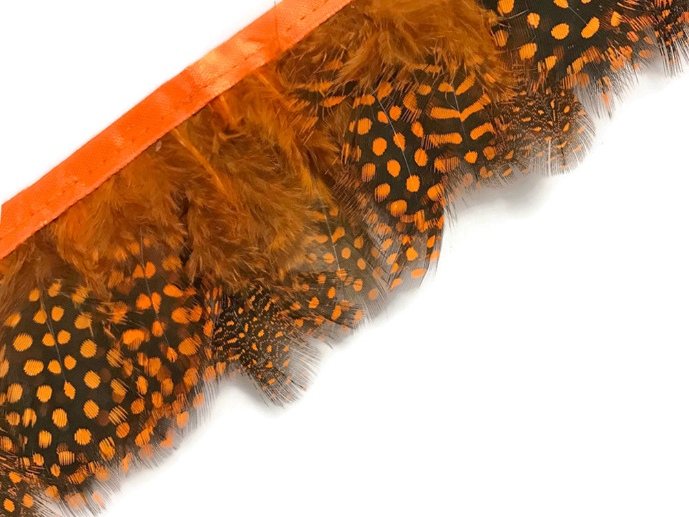 1 Yard - Orange Guinea Hen Plumage Feather Trim