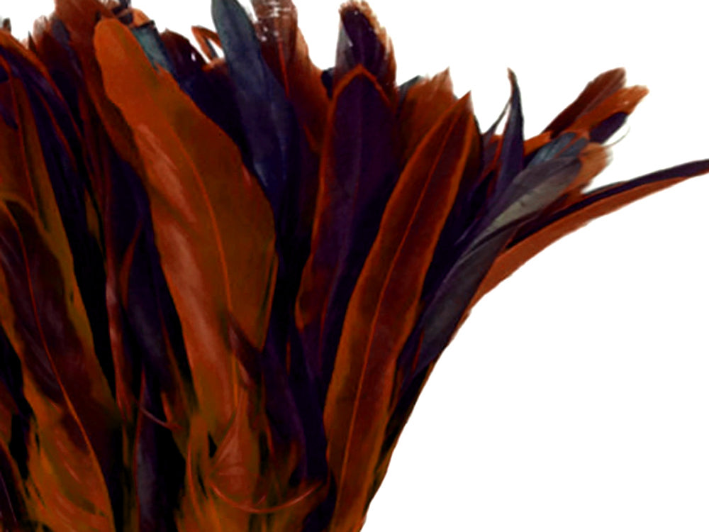 1/2 Yard - 8-10" Orange Half Bronze Natural Dyed Coque Tail Strung Wholesale Feathers (Bulk)