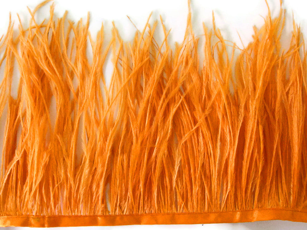 1 Yard - Orange Ostrich Fringe Trim Wholesale Feather (Bulk)