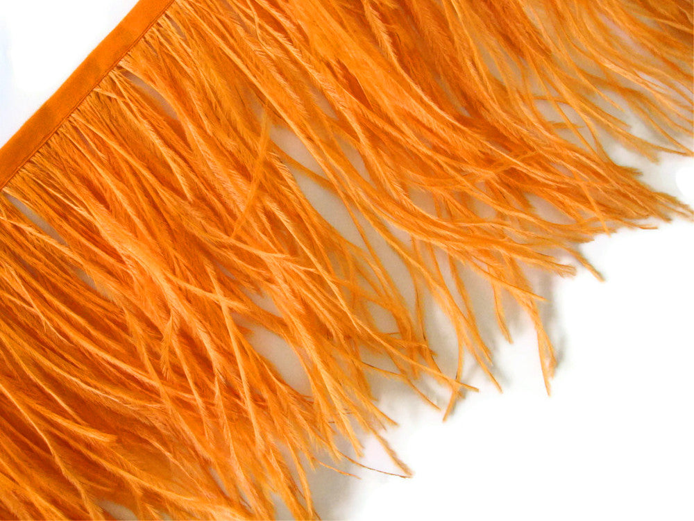 10 Yards - Orange Ostrich Fringe Trim Wholesale Feather (Bulk)