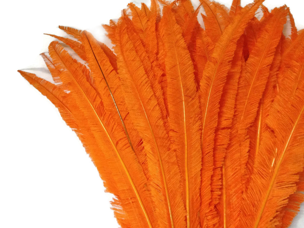 5 Pieces - Orange Long Ostrich Nandu Trimmed Feathers