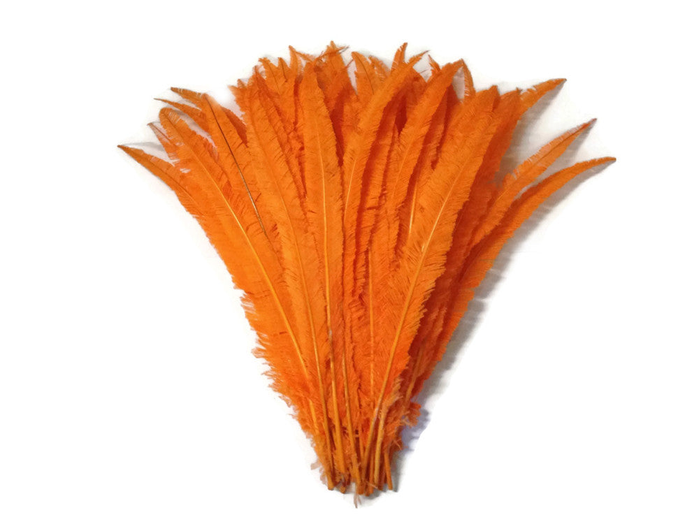 5 Pieces - Orange Long Ostrich Nandu Trimmed Feathers