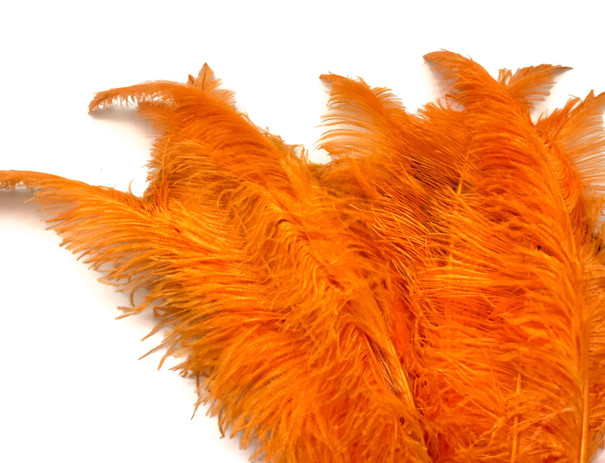 10 Pieces - 20-28" Orange Ostrich Spads Large Wing Feathers