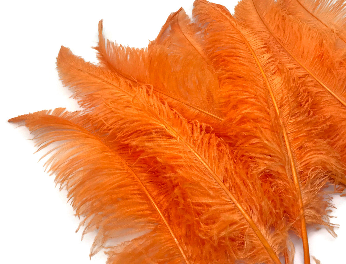 1/2 Lb - Orange Large Ostrich Spads Wholesale Feathers 20-28" (Bulk)