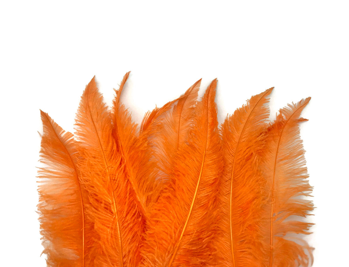 1/2 Lb - Orange Large Ostrich Spads Wholesale Feathers 20-28" (Bulk)