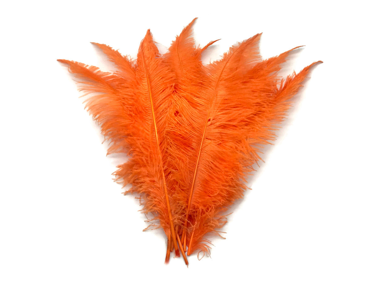 10 Pieces - 20-28" Orange Ostrich Spads Large Wing Feathers