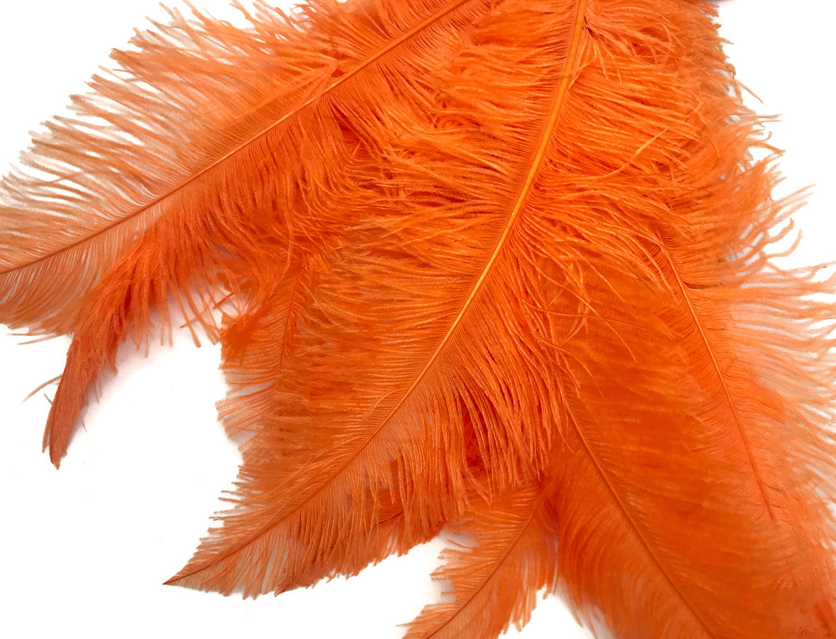 1/2 Lb - Orange Large Ostrich Spads Wholesale Feathers 20-28" (Bulk)