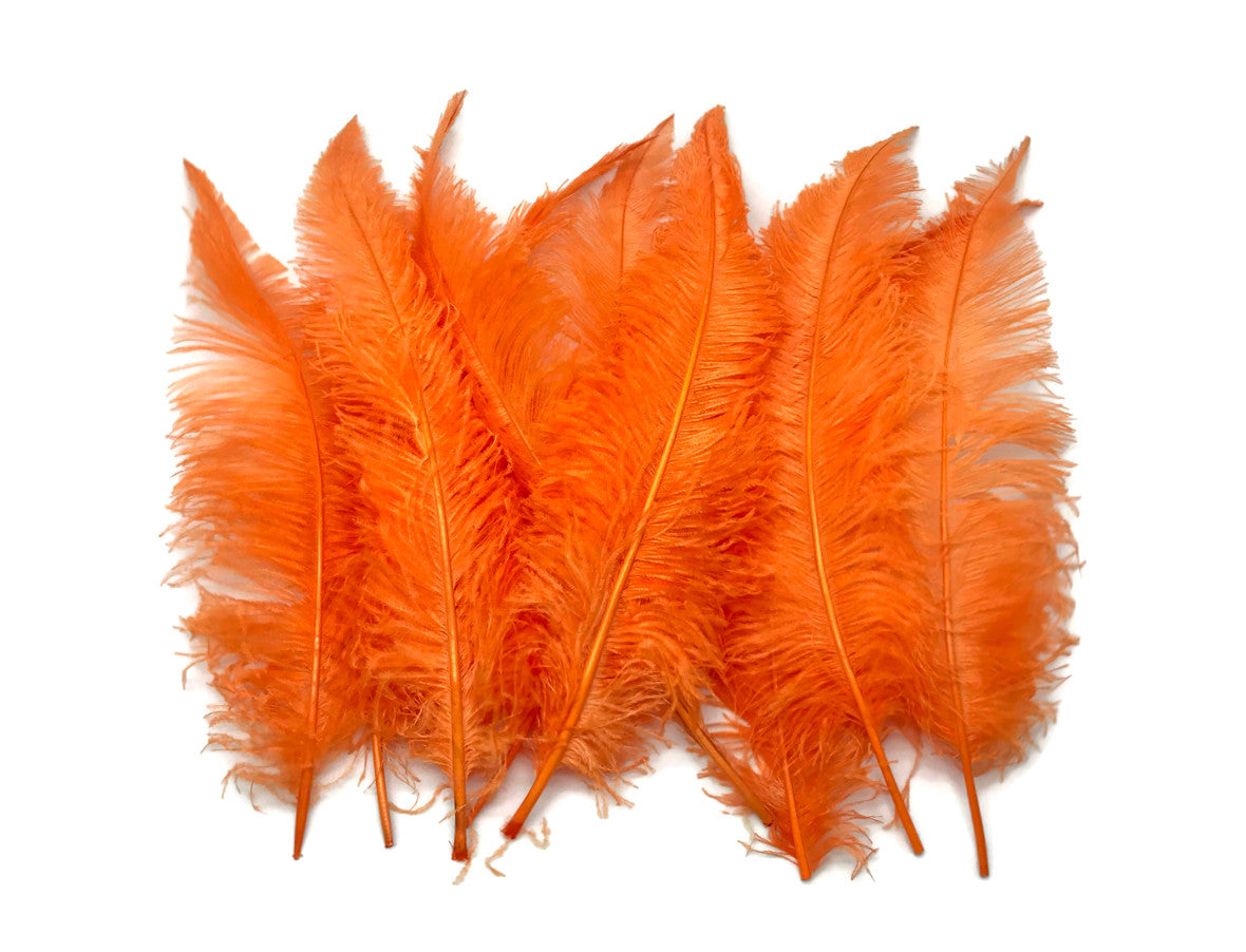 10 Pieces - 20-28" Orange Ostrich Spads Large Wing Feathers