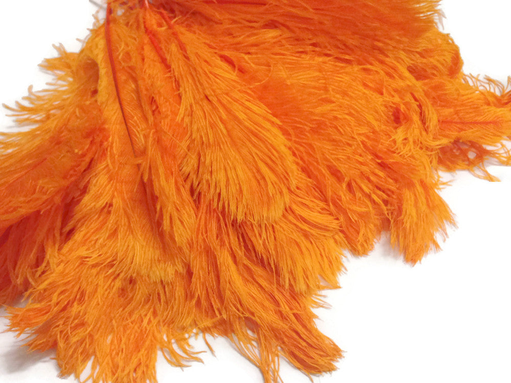 10 Pieces -  12-16" Orange Dyed Ostrich Tail Fancy Feathers