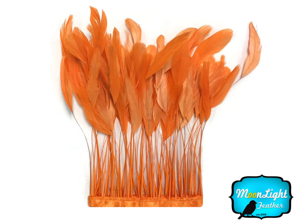 1 Dozen - Orange Stripped Rooster Coque Tail Feathers