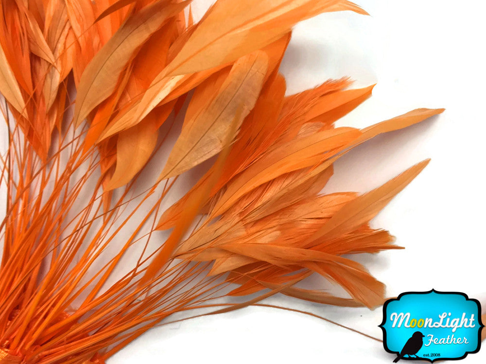 1 Yard - Orange Stripped Coque Tail Feathers Wholesale Trim (Bulk)