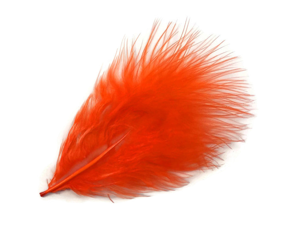 1/4 Lb - Orange Turkey Marabou Short Down Fluffy Loose Wholesale Feathers (Bulk)