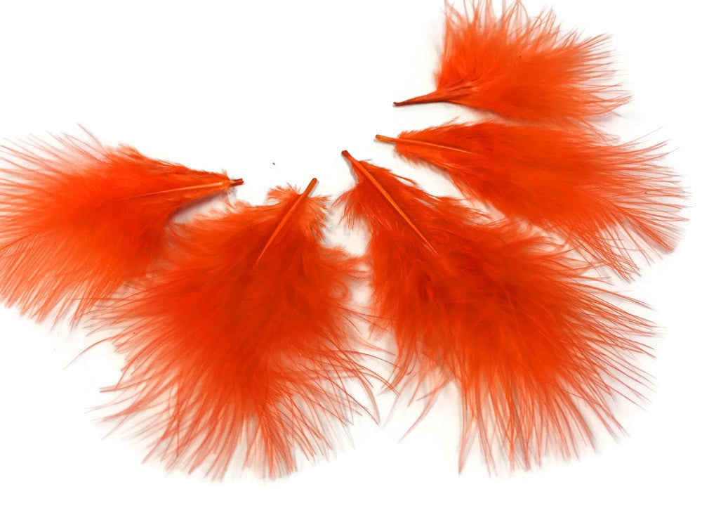 1/4 Lb - Orange Turkey Marabou Short Down Fluffy Loose Wholesale Feathers (Bulk)