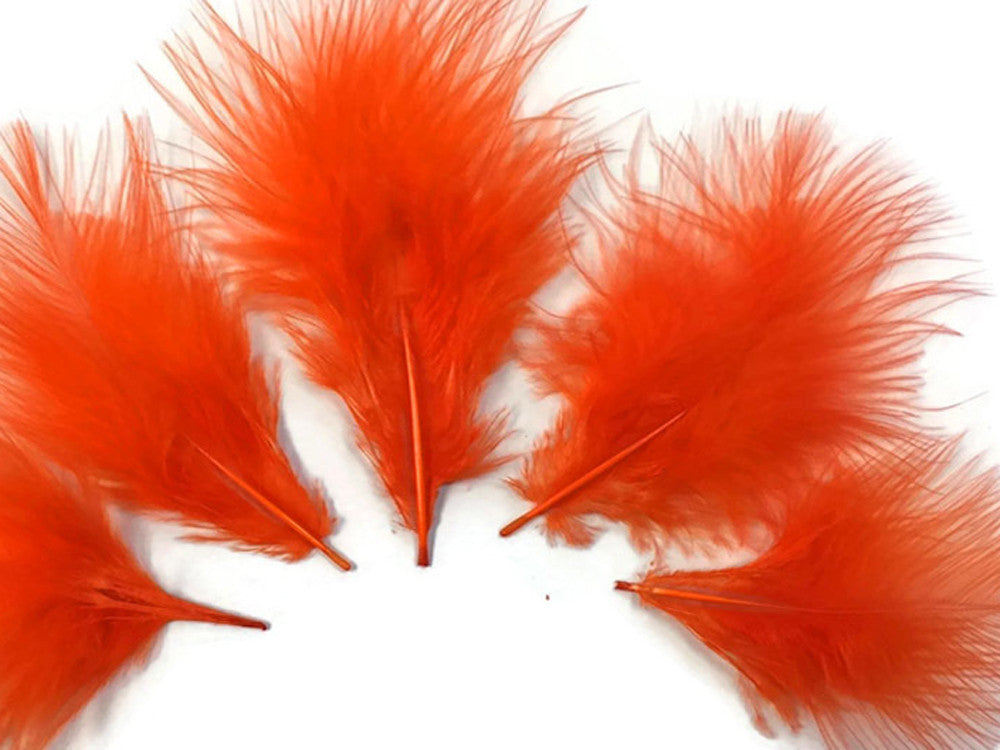 1/4 Lb - Orange Turkey Marabou Short Down Fluffy Loose Wholesale Feathers (Bulk)