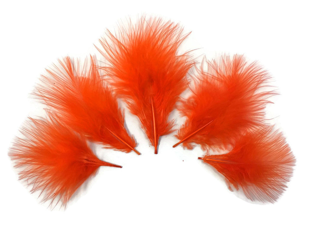 1/4 Lb - Orange Turkey Marabou Short Down Fluffy Loose Wholesale Feathers (Bulk)