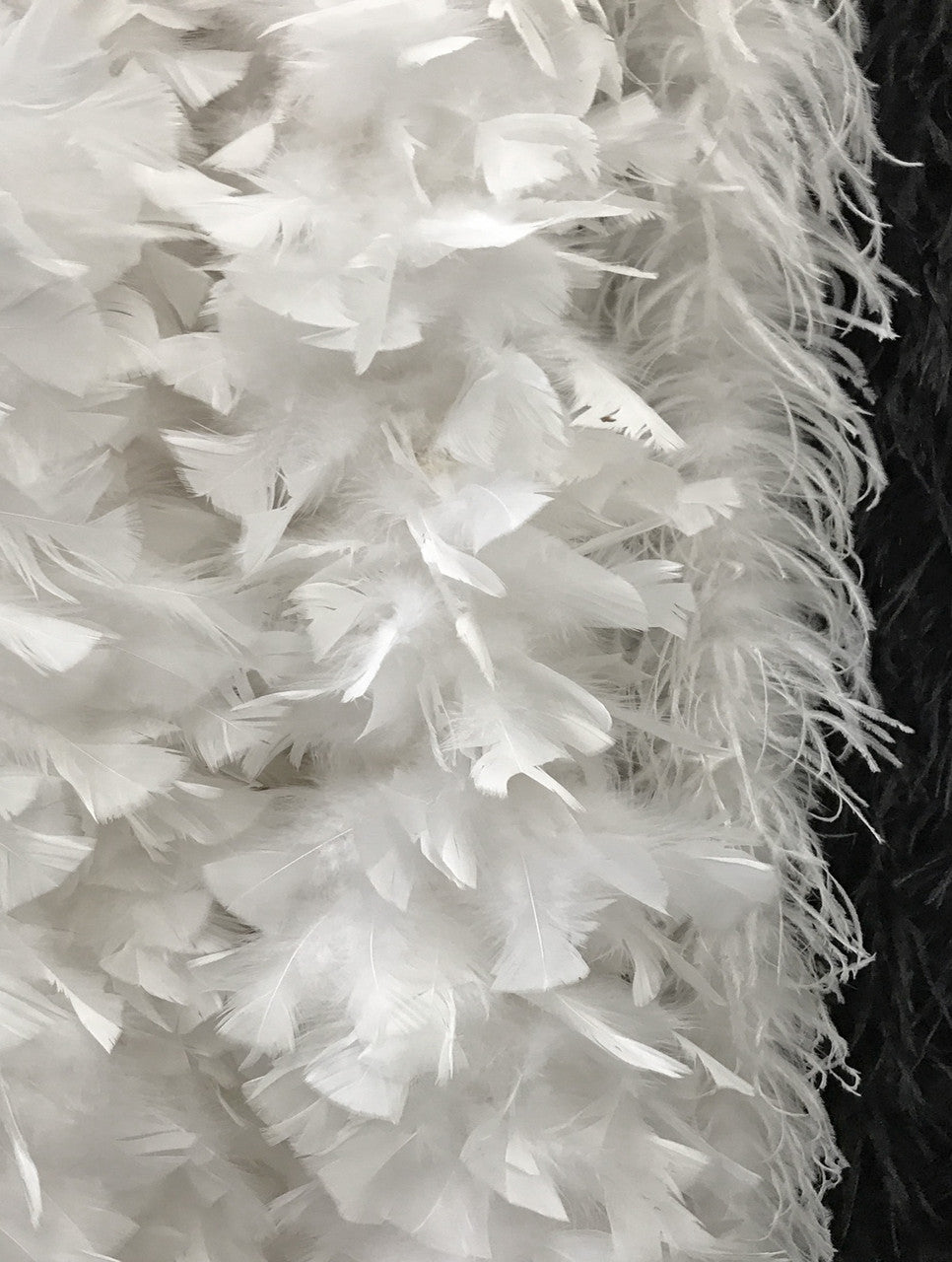 2 Yards - Snow White Heavy Weight Turkey Flat Feather Boa, 150 Gram