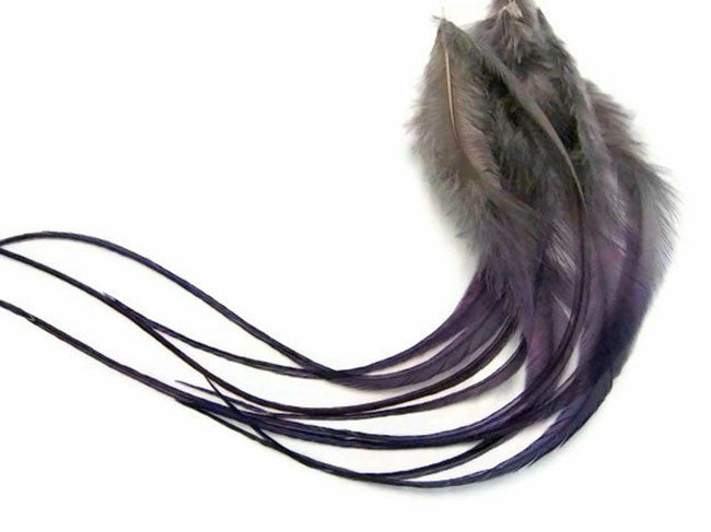 1 Dozen - Medium Pandora Blendz Rooster Saddle Whiting Hair Extension Feathers