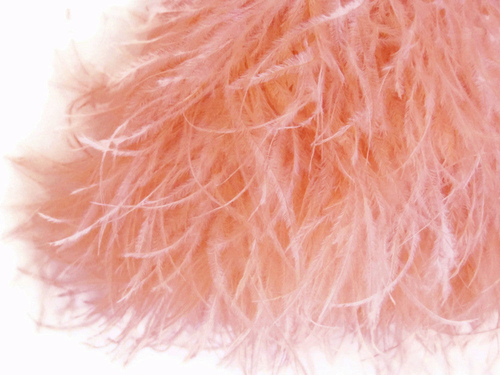 6 Inch Strip - Peach Pink Ostrich Fringe Trim Feather