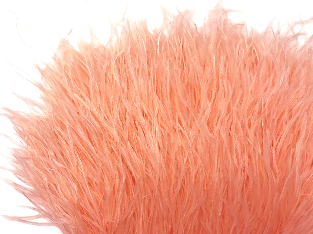 6 Inch Strip - Peach Pink Ostrich Fringe Trim Feather