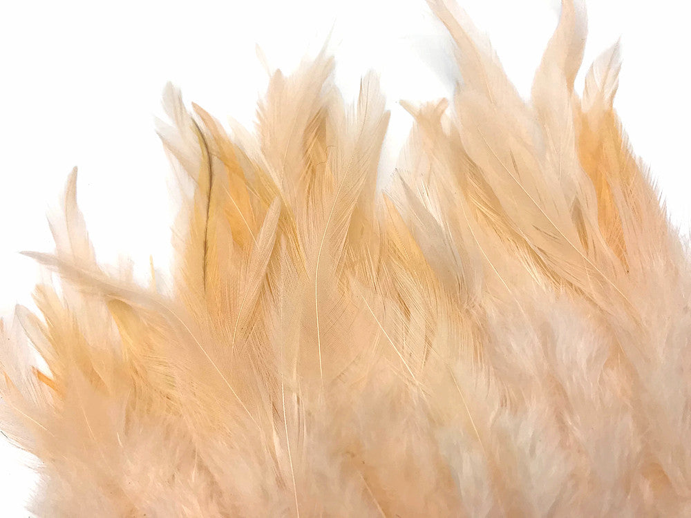 1 Yard - Peach Rooster Neck Hackle Saddle Feather Wholesale Trim