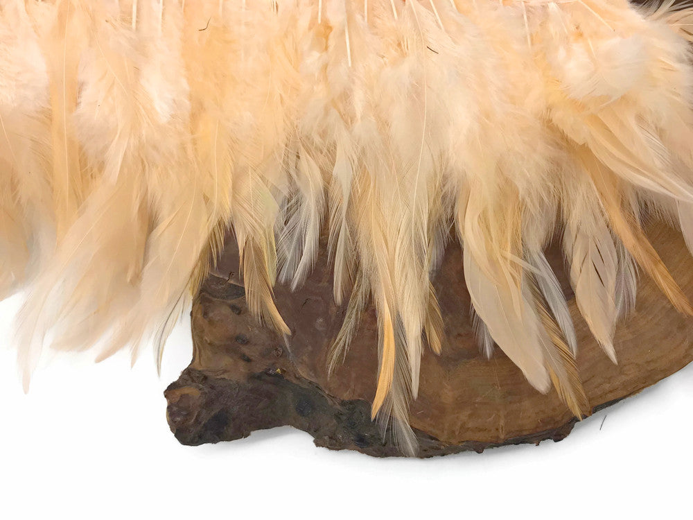 1 Yard - Peach Rooster Neck Hackle Saddle Feather Wholesale Trim