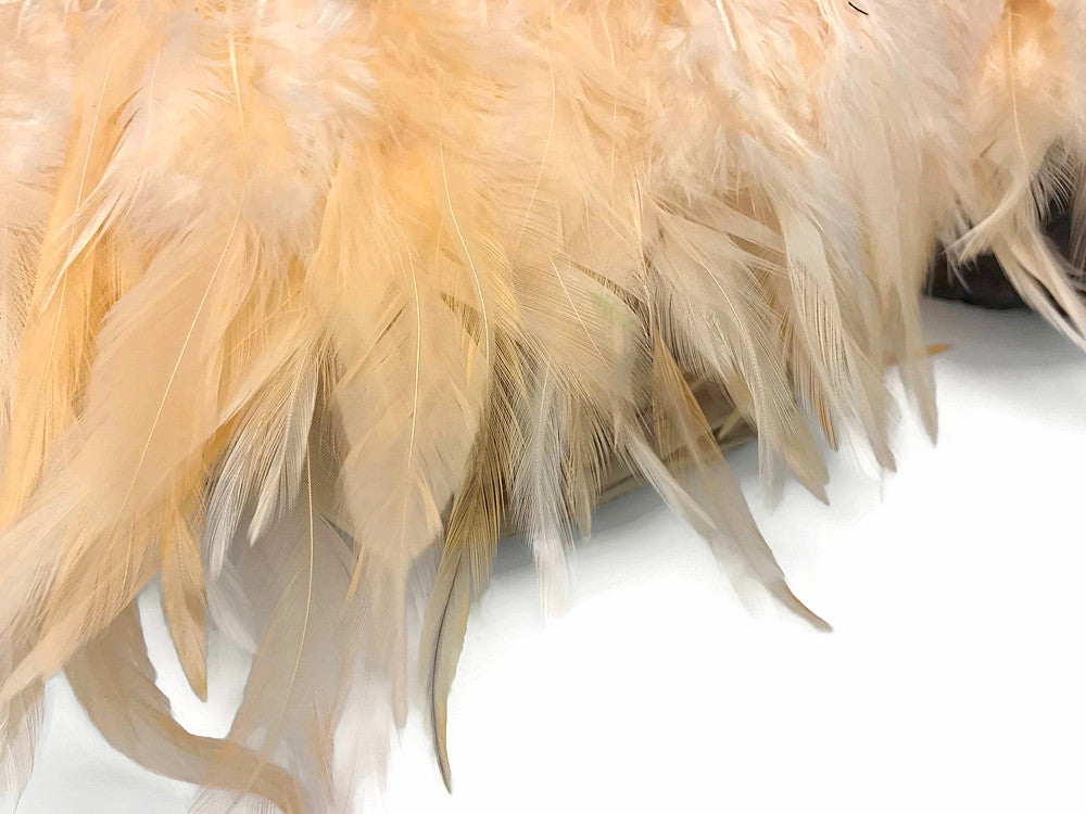 1 Yard - Peach Rooster Neck Hackle Saddle Feather Wholesale Trim